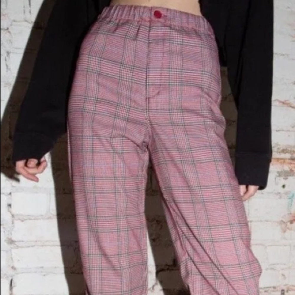 j. galt/brandy melville red plaid tilden pants